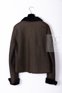 CHANEL 04A Brown Lambskin Leather Riders Zipper Jacket 40 シャネル ブラウン ラムスキン レザー ムートン ライダース ジッパー ジャケット 即発