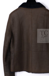 CHANEL 04A Brown Lambskin Leather Riders Zipper Jacket 40 シャネル ブラウン ラムスキン レザー ムートン ライダース ジッパー ジャケット 即発