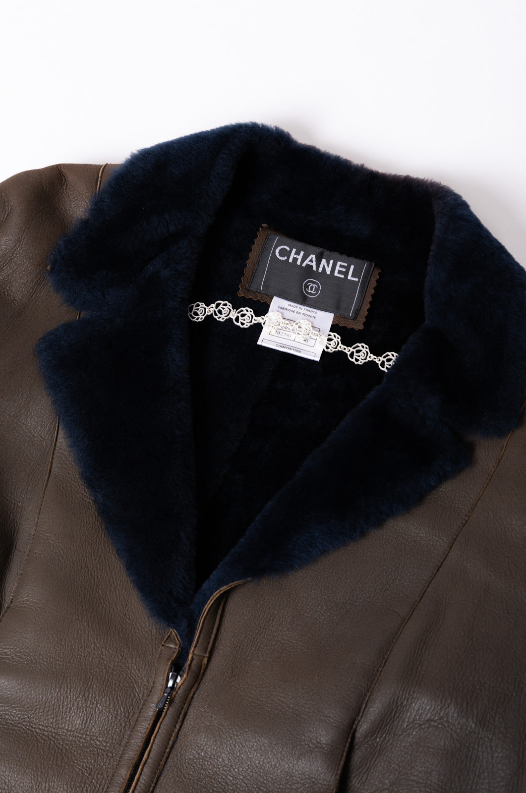 CHANEL 04A Brown Lambskin Leather Riders Zipper Jacket 40 シャネル ブラウン ラムスキン レザー ムートン ライダース ジッパー ジャケット 即発