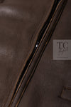 CHANEL 04A Brown Lambskin Leather Riders Zipper Jacket 40 シャネル ブラウン ラムスキン レザー ムートン ライダース ジッパー ジャケット 即発