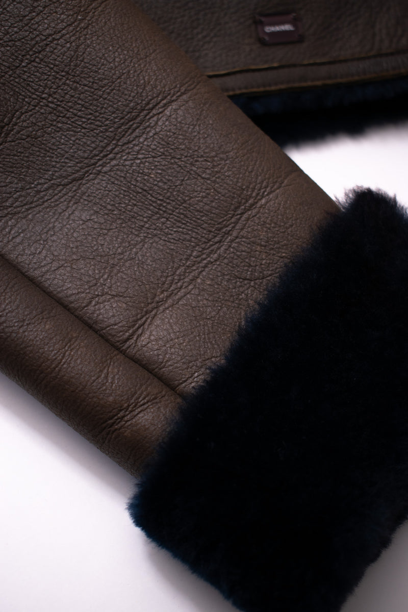 CHANEL 04A Brown Lambskin Leather Riders Zipper Jacket 40 シャネル ブラウン ラムスキン レザー ムートン ライダース ジッパー ジャケット 即発