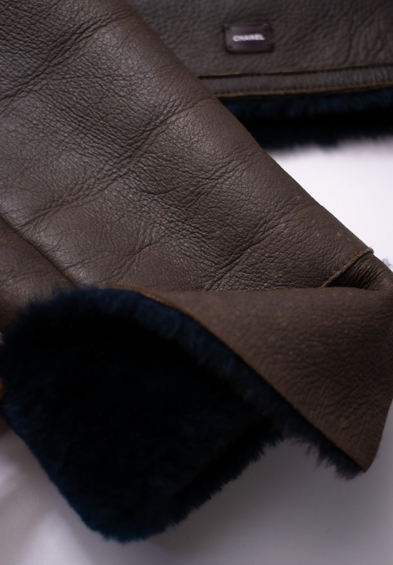 CHANEL 04A Brown Lambskin Leather Riders Zipper Jacket 40 シャネル ブラウン ラムスキン レザー ムートン ライダース ジッパー ジャケット 即発