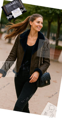 CHANEL 04A Brown Lambskin Leather Riders Zipper Jacket 40 シャネル ブラウン ラムスキン レザー ムートン ライダース ジッパー ジャケット 即発