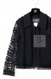 CHANEL 09C Black Jewel Embellished Mesh Lesage Tweed Cardigan Jacket 34 シャネル ブラック ジュエリー ビーズ メッシュレース カーディガン ジャケット 即発