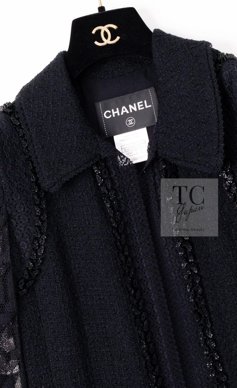 CHANEL 09C Black Jewel Embellished Mesh Lesage Tweed Cardigan Jacket 34 シャネル ブラック ジュエリー ビーズ メッシュレース カーディガン ジャケット 即発