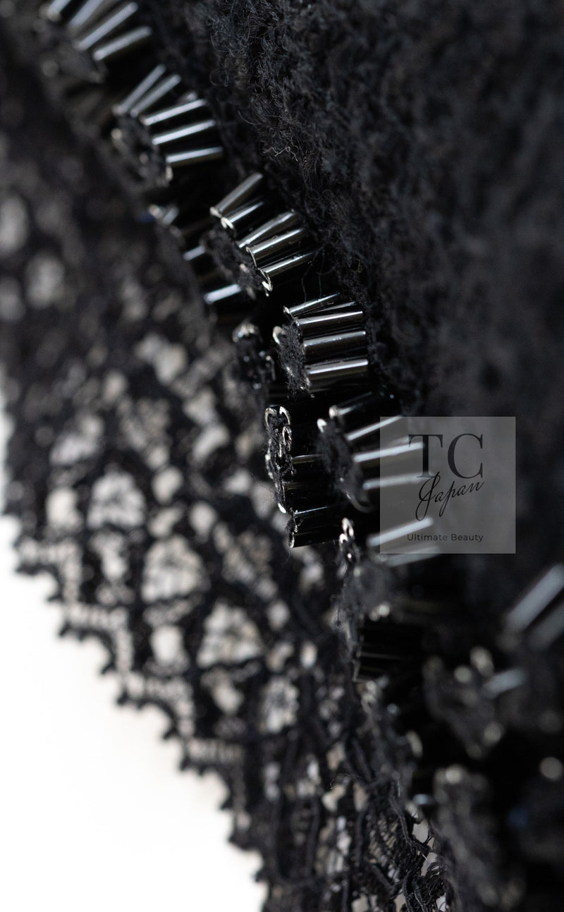 CHANEL 09C Black Jewel Embellished Mesh Lesage Tweed Cardigan Jacket 34 シャネル ブラック ジュエリー ビーズ メッシュレース カーディガン ジャケット 即発