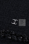 CHANEL 09C Black Jewel Embellished Mesh Lesage Tweed Cardigan Jacket 34 シャネル ブラック ジュエリー ビーズ メッシュレース カーディガン ジャケット 即発