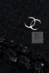 CHANEL 09C Black Jewel Embellished Mesh Lesage Tweed Cardigan Jacket 34 シャネル ブラック ジュエリー ビーズ メッシュレース カーディガン ジャケット 即発
