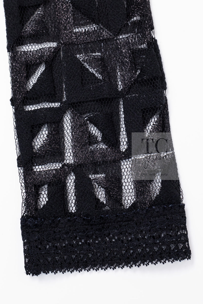 CHANEL 09C Black Jewel Embellished Mesh Lesage Tweed Cardigan Jacket 34 シャネル ブラック ジュエリー ビーズ メッシュレース カーディガン ジャケット 即発