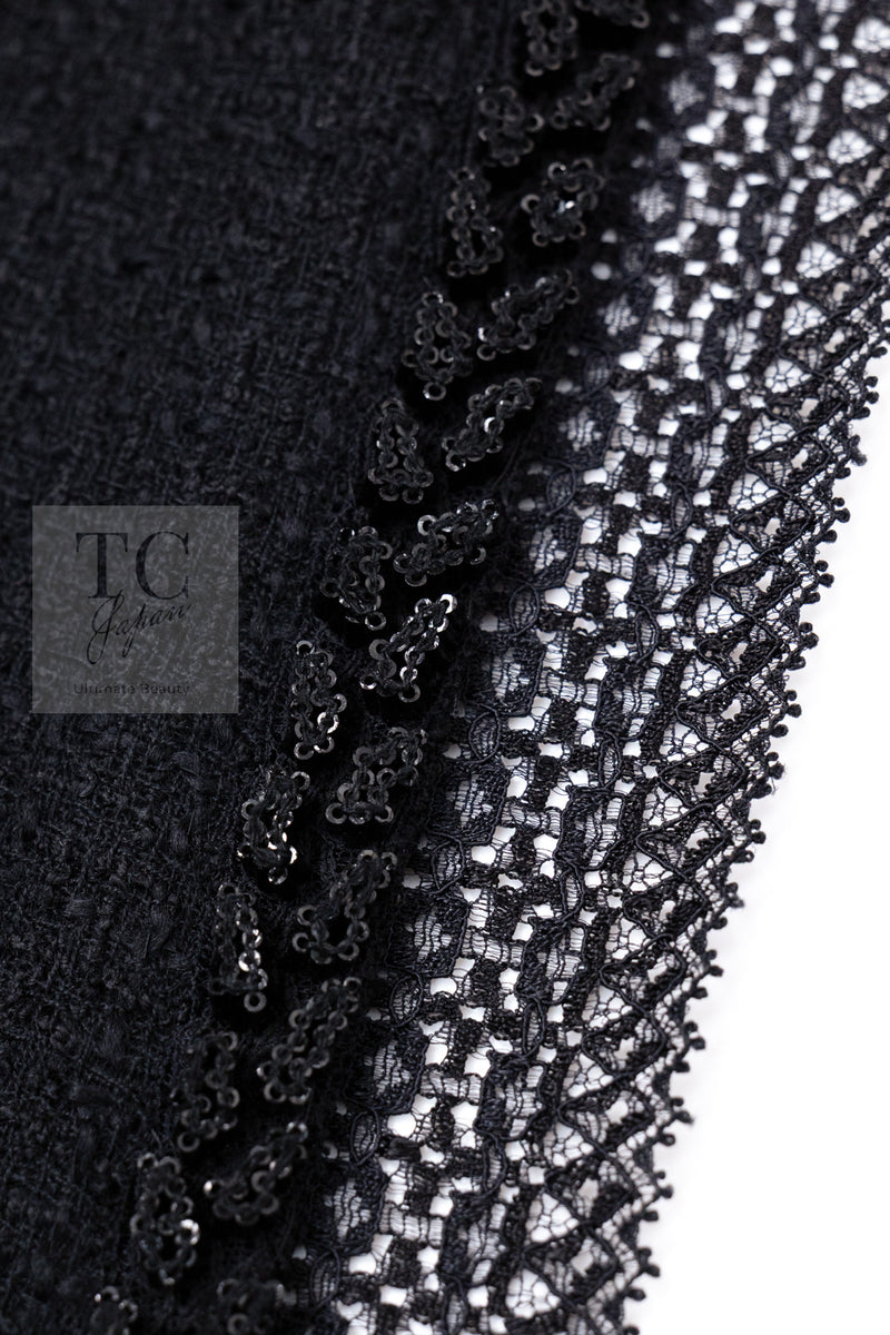 CHANEL 09C Black Jewel Embellished Mesh Lesage Tweed Cardigan Jacket 34 シャネル ブラック ジュエリー ビーズ メッシュレース カーディガン ジャケット 即発