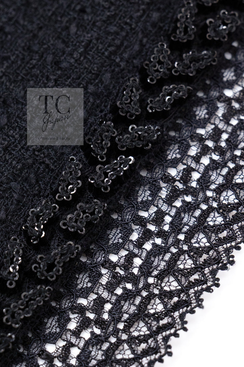CHANEL 09C Black Jewel Embellished Mesh Lesage Tweed Cardigan Jacket 34 シャネル ブラック ジュエリー ビーズ メッシュレース カーディガン ジャケット 即発