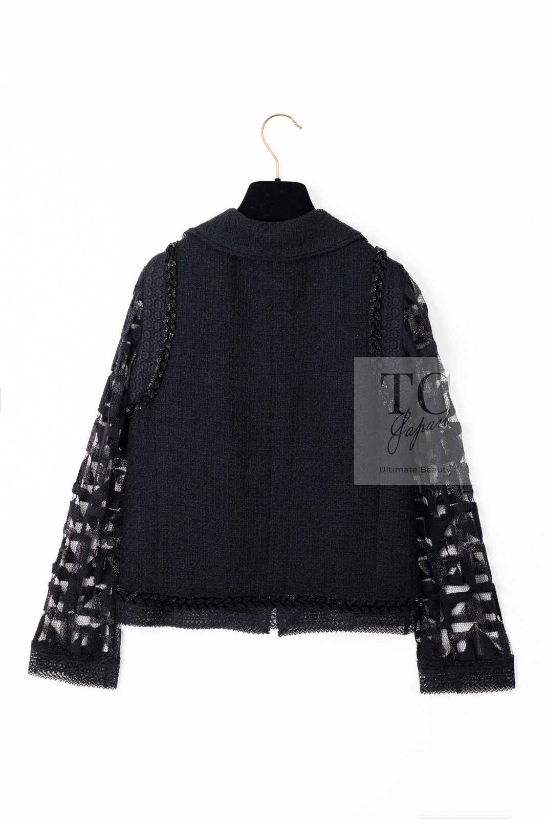 CHANEL 09C Black Jewel Embellished Mesh Lesage Tweed Cardigan Jacket 34 シャネル ブラック ジュエリー ビーズ メッシュレース カーディガン ジャケット 即発