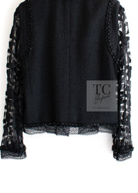 CHANEL 09C Black Jewel Embellished Mesh Lesage Tweed Cardigan Jacket 34 シャネル ブラック ジュエリー ビーズ メッシュレース カーディガン ジャケット 即発