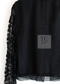CHANEL 09C Black Jewel Embellished Mesh Lesage Tweed Cardigan Jacket 34 シャネル ブラック ジュエリー ビーズ メッシュレース カーディガン ジャケット 即発