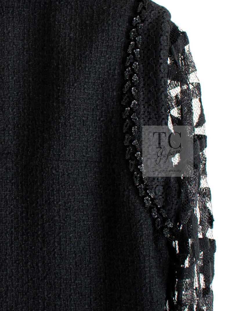 CHANEL 09C Black Jewel Embellished Mesh Lesage Tweed Cardigan Jacket 34 シャネル ブラック ジュエリー ビーズ メッシュレース カーディガン ジャケット 即発