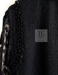 CHANEL 09C Black Jewel Embellished Mesh Lesage Tweed Cardigan Jacket 34 シャネル ブラック ジュエリー ビーズ メッシュレース カーディガン ジャケット 即発