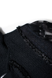CHANEL 09C Black Jewel Embellished Mesh Lesage Tweed Cardigan Jacket 34 シャネル ブラック ジュエリー ビーズ メッシュレース カーディガン ジャケット 即発