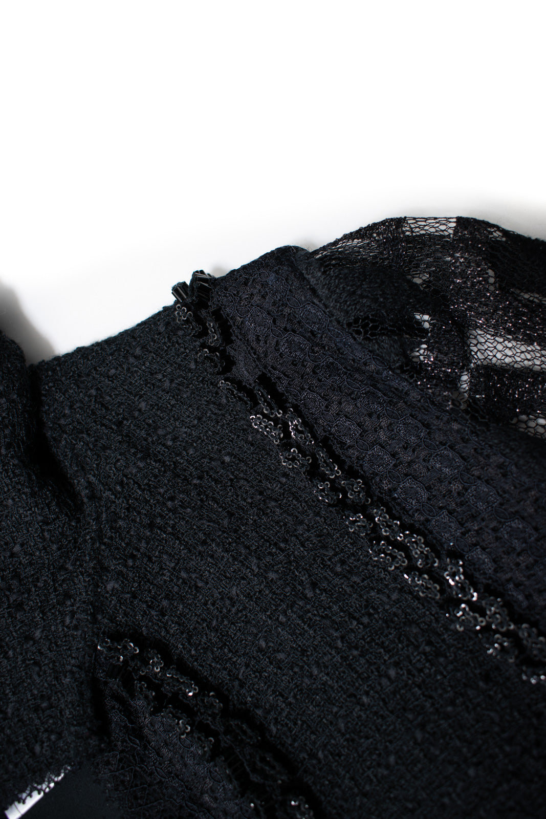 CHANEL 09C Black Jewel Embellished Mesh Lesage Tweed Cardigan Jacket 34 シャネル ブラック ジュエリー ビーズ メッシュレース カーディガン ジャケット 即発