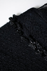 CHANEL 09C Black Jewel Embellished Mesh Lesage Tweed Cardigan Jacket 34 シャネル ブラック ジュエリー ビーズ メッシュレース カーディガン ジャケット 即発