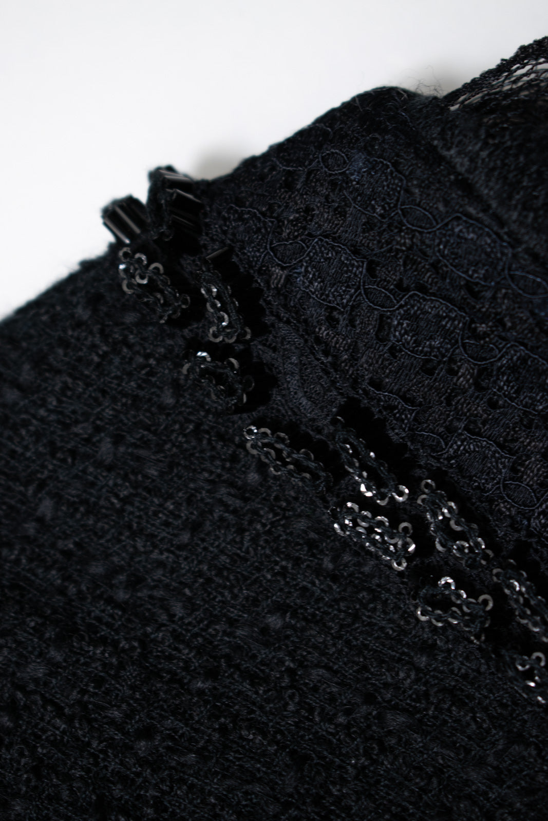 CHANEL 09C Black Jewel Embellished Mesh Lesage Tweed Cardigan Jacket 34 シャネル ブラック ジュエリー ビーズ メッシュレース カーディガン ジャケット 即発