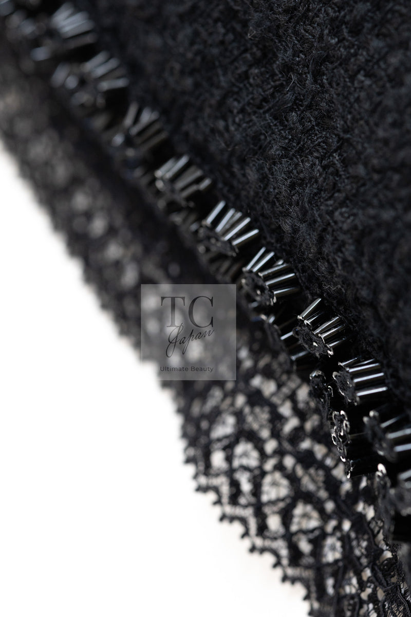 CHANEL 09C Black Jewel Embellished Mesh Lesage Tweed Cardigan Jacket 34 シャネル ブラック ジュエリー ビーズ メッシュレース カーディガン ジャケット 即発
