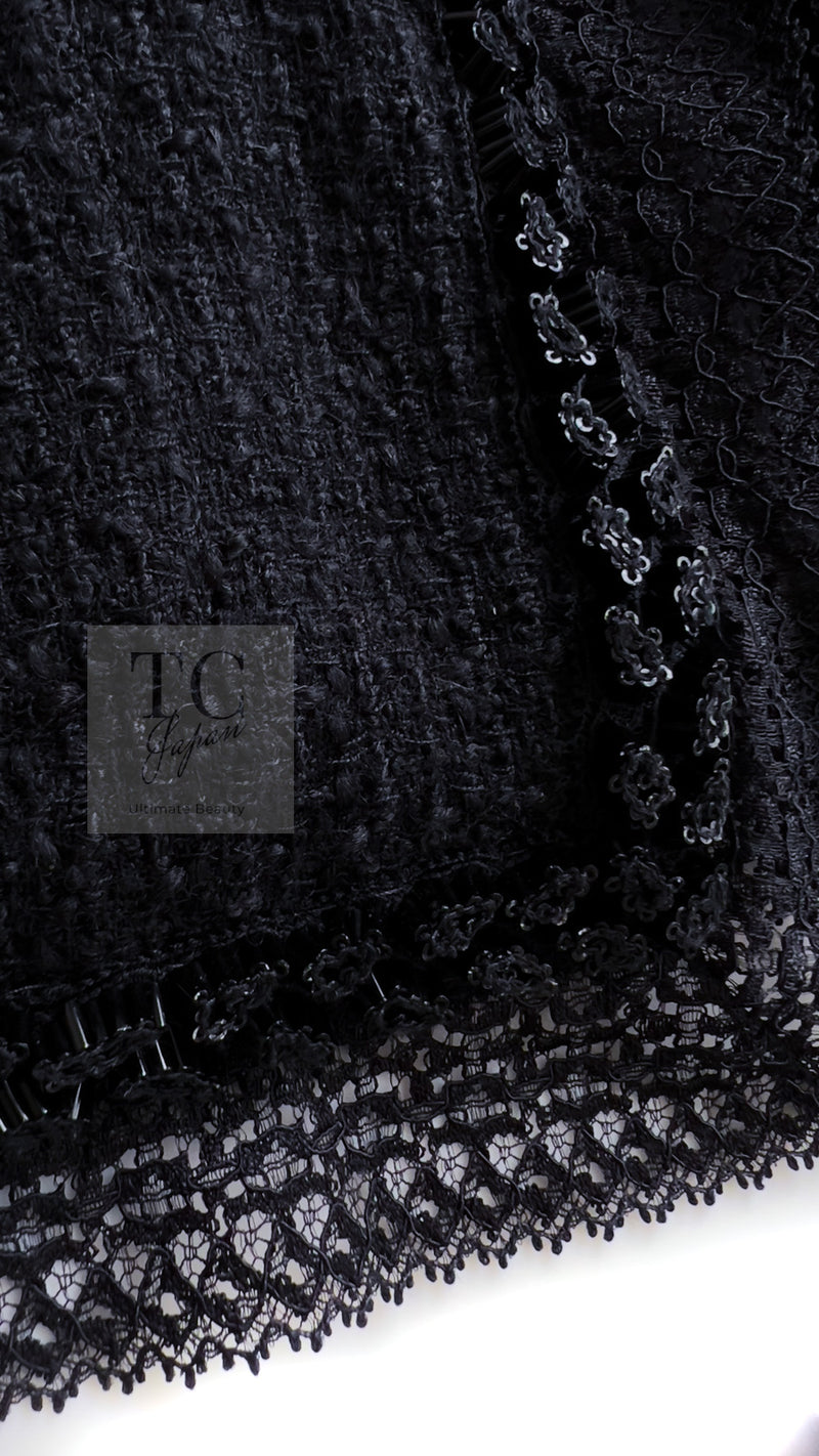 CHANEL 09C Black Jewel Embellished Mesh Lesage Tweed Cardigan Jacket 34 シャネル ブラック ジュエリー ビーズ メッシュレース カーディガン ジャケット 即発