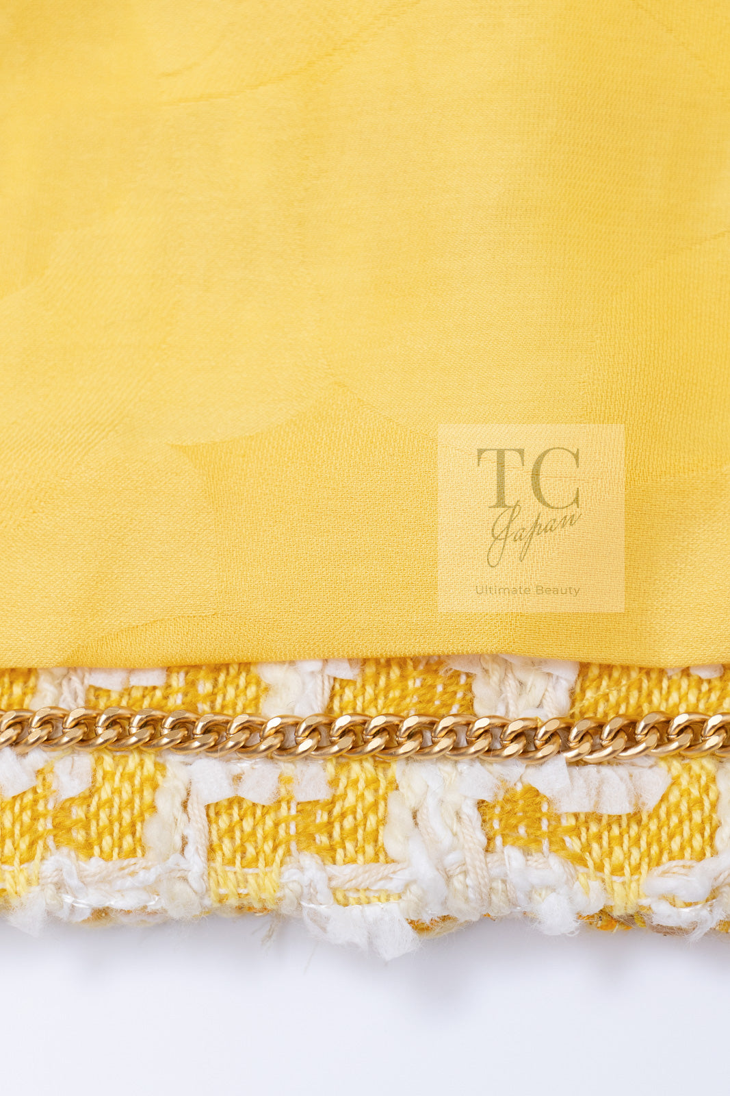 CHANEL 18S Yellow Ivory Cotton Wool Tweed Jacket 40 42 シャネル イエロー アイボリー コットン ウール ツイード ジャケット 即発