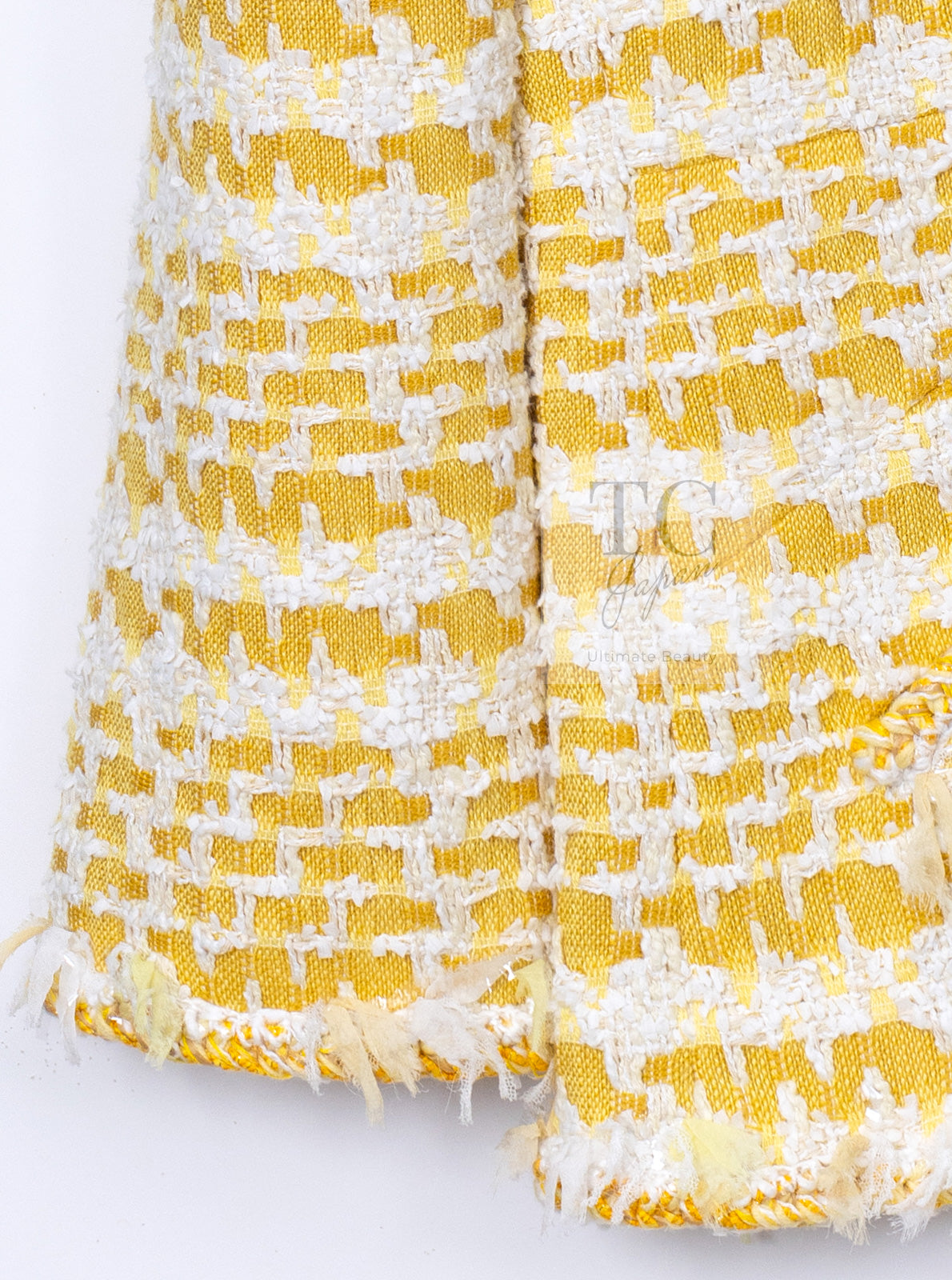 CHANEL 18S Yellow Ivory Cotton Wool Tweed Jacket 40 42 シャネル イエロー アイボリー コットン ウール ツイード ジャケット 即発