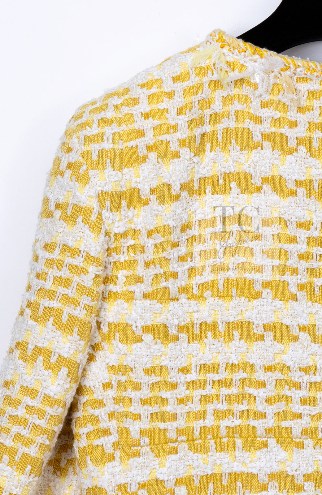 CHANEL 18S Yellow Ivory Cotton Wool Tweed Jacket 40 42 シャネル イエロー アイボリー コットン ウール ツイード ジャケット 即発