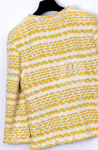 CHANEL 18S Yellow Ivory Cotton Wool Tweed Jacket 40 42 シャネル イエロー アイボリー コットン ウール ツイード ジャケット 即発