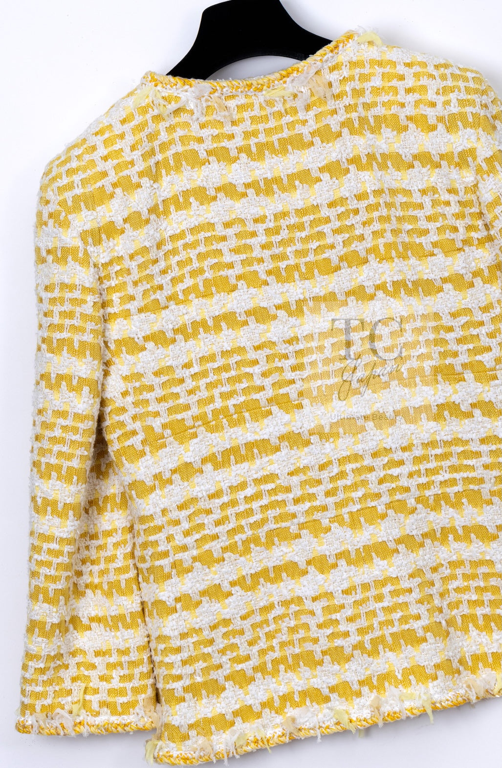 CHANEL 18S Yellow Ivory Cotton Wool Tweed Jacket 40 42 シャネル イエロー アイボリー コットン ウール ツイード ジャケット 即発