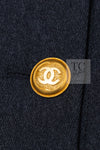 CHANEL 96A Vintage Charcoal Gray Wool 100 Gold CC Logo Buttons Jacket 38 40 シャネル ヴィンテージ チャコール グレー ウール 100% ゴールド CC ボタン ジャケット 即発