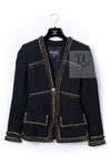 CHANEL 17PF Black Gold Trim Wool Tweed Jacket 34 シャネル ブラック ゴールド トリミング ウール ジャケット 即発