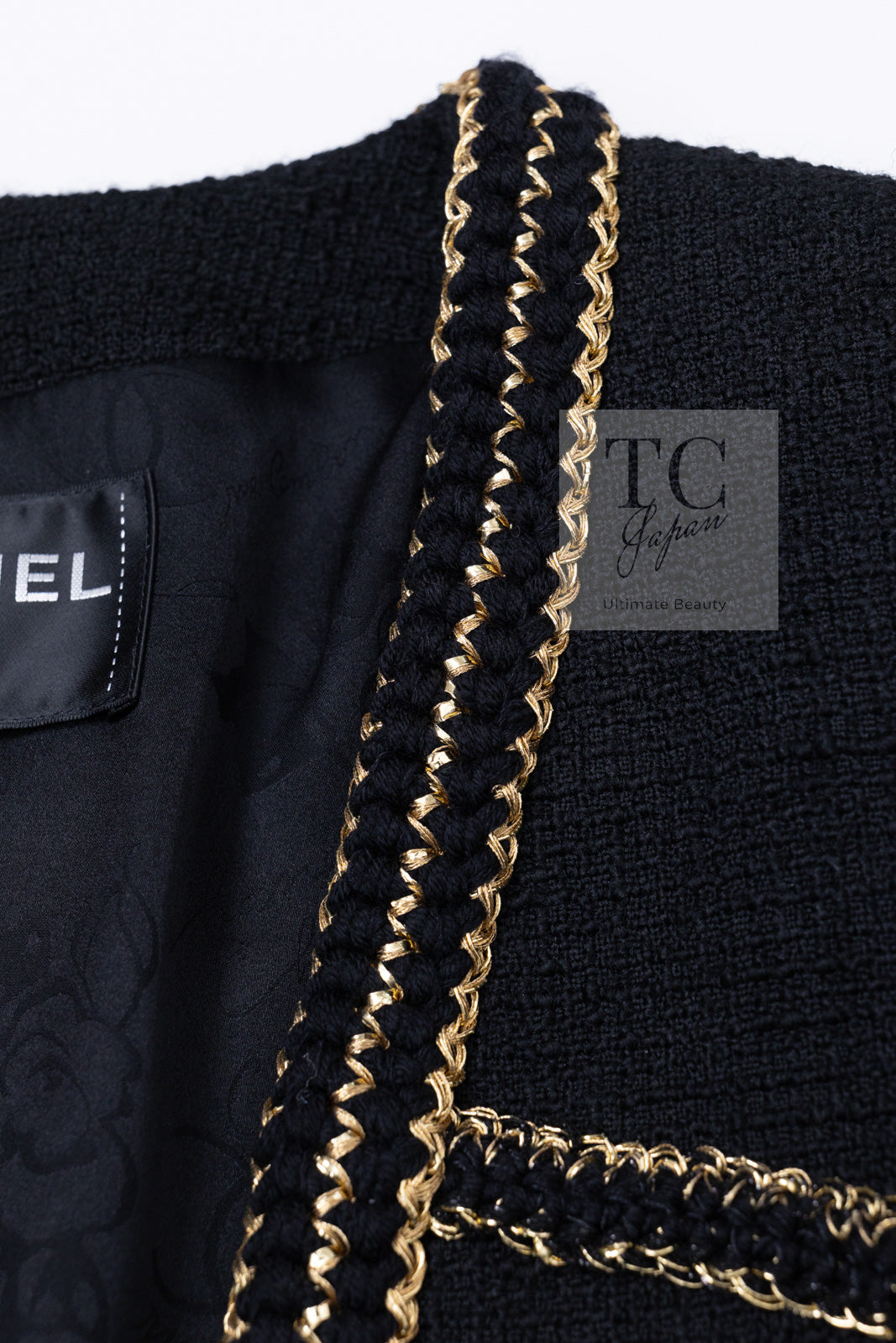 CHANEL 17PF Black Gold Trim Wool Tweed Jacket Skirt Suit 34 シャネル ブラック ゴールド トリミング ウール ジャケット スカート スーツ 即発