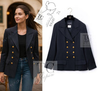 CHANEL 96A Vintage Charcoal Gray Wool 100 Gold CC Logo Buttons Jacket 38 40 シャネル ヴィンテージ チャコール グレー ウール 100% ゴールド CC ボタン ジャケット 即発