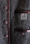 CHANEL 13PF Gray Black Brown Wool Python Trim Jacket 38 シャネル ネイビー グレー ブラック ブラウン ウール パイソン トリミング ジャケット 即発