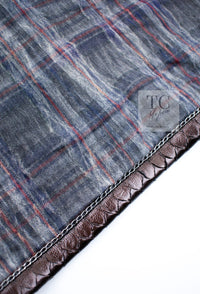 CHANEL 13PF Gray Black Brown Wool Python Trim Jacket 38 シャネル ネイビー グレー ブラック ブラウン ウール パイソン トリミング ジャケット 即発