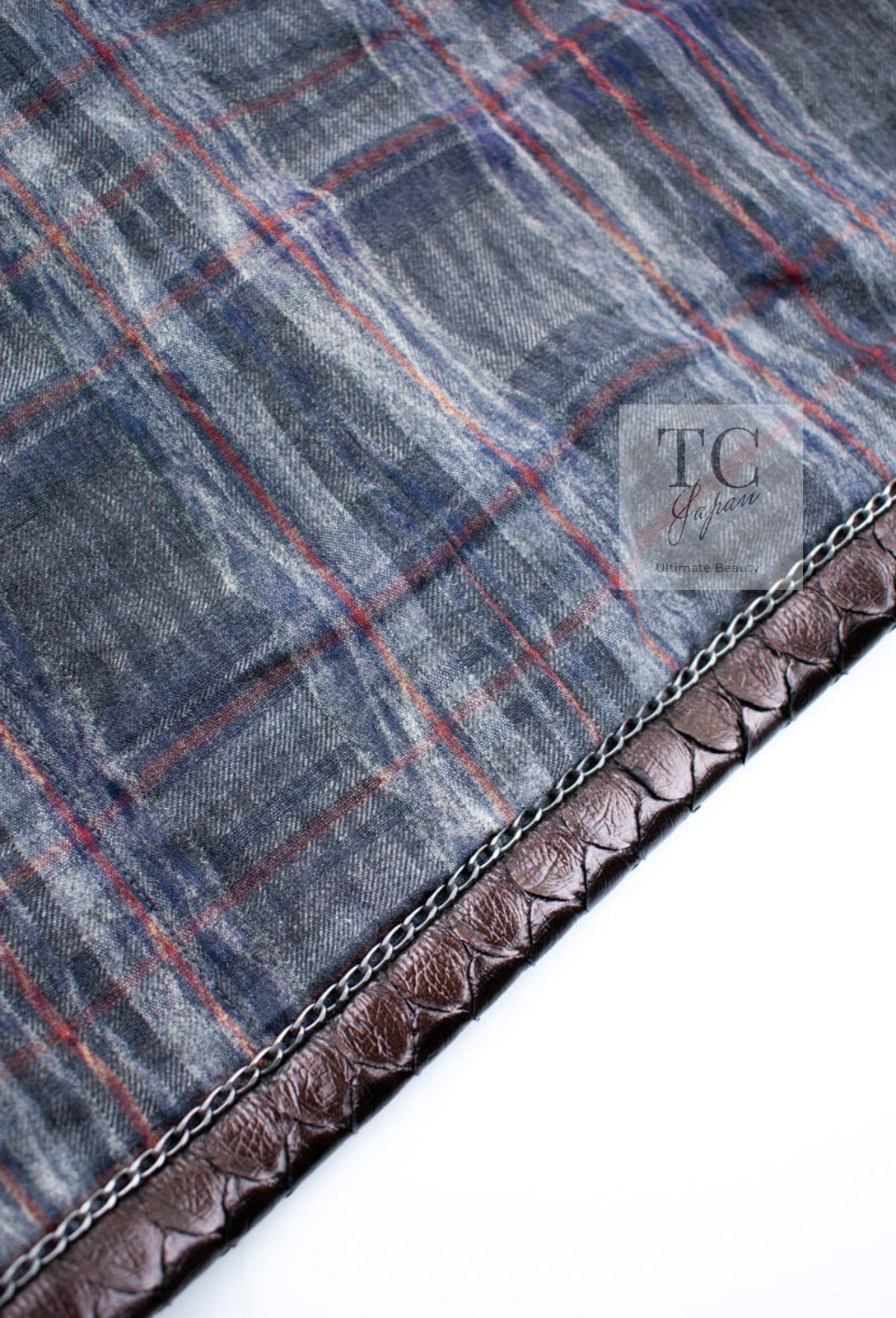 CHANEL 13PF Gray Black Brown Wool Python Trim Jacket 38 シャネル ネイビー グレー ブラック ブラウン ウール パイソン トリミング ジャケット 即発