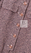 CHANEL 18PS Pink Black Fringe Cotton Collarless Tweed Jacket 34 36 シャネル ピンク ブラック フリンジ コットン ノーカラー ツイード ジャケット 即発