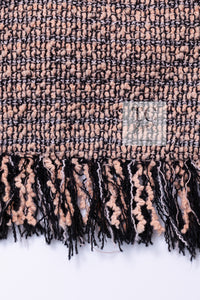 CHANEL 18PS Pink Black Fringe Cotton Collarless Tweed Jacket 34 36 シャネル ピンク ブラック フリンジ コットン ノーカラー ツイード ジャケット 即発