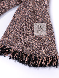 CHANEL 18PS Pink Black Fringe Cotton Collarless Tweed Jacket 34 36 シャネル ピンク ブラック フリンジ コットン ノーカラー ツイード ジャケット 即発