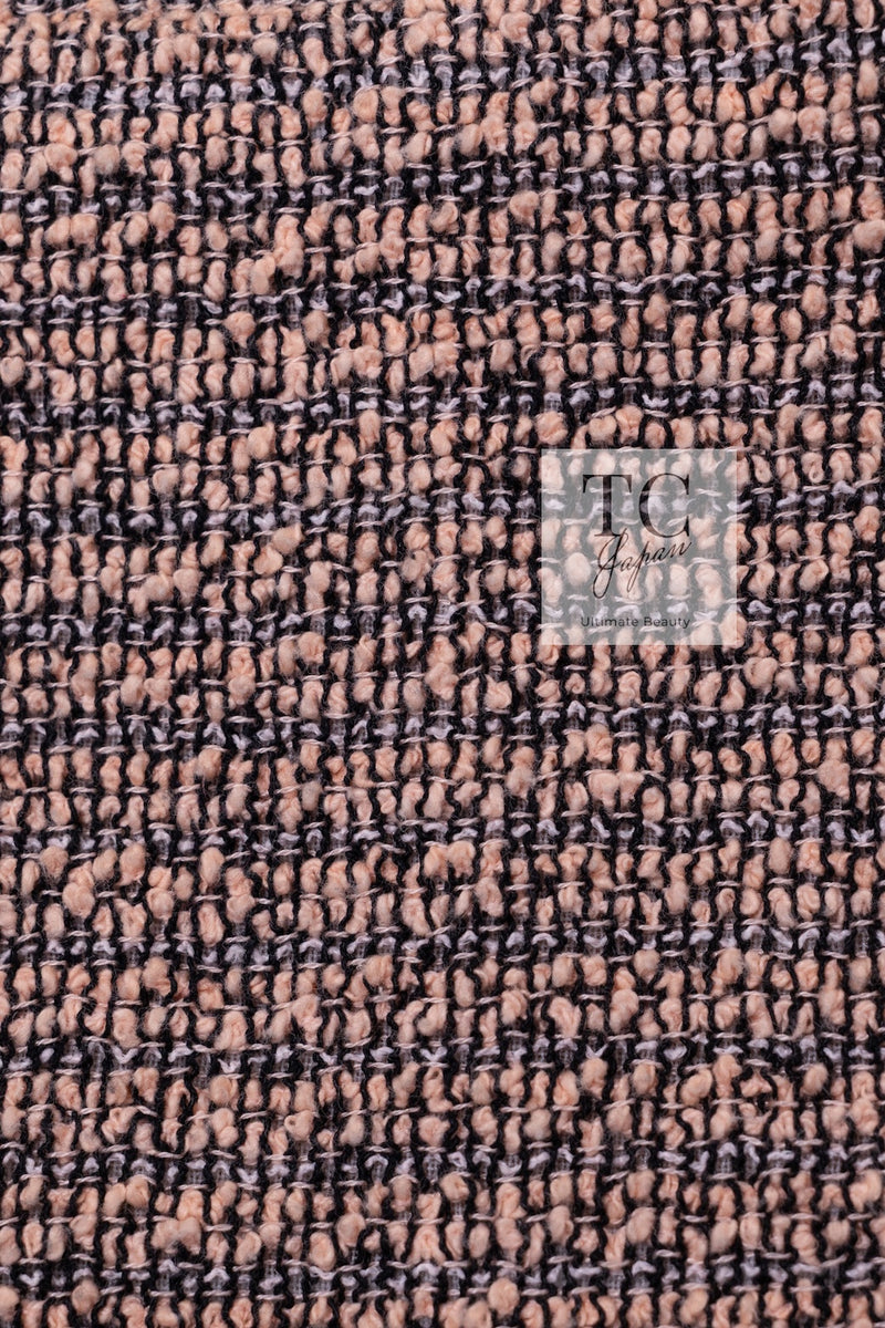 CHANEL 18PS Pink Black Fringe Cotton Collarless Tweed Jacket 34 36 シャネル ピンク ブラック フリンジ コットン ノーカラー ツイード ジャケット 即発