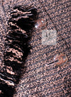 CHANEL 18PS Pink Black Fringe Cotton Collarless Tweed Jacket 34 36 シャネル ピンク ブラック フリンジ コットン ノーカラー ツイード ジャケット 即発