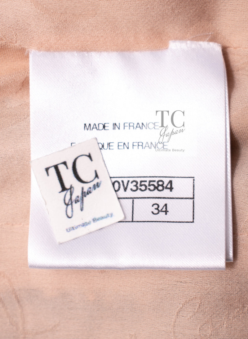 CHANEL 18PS Pink Black Fringe Cotton Collarless Tweed Jacket 34 36 シャネル ピンク ブラック フリンジ コットン ノーカラー ツイード ジャケット 即発