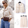 CHANEL 07A Creme Ivory Gold Chain Trim Wool Tweed Jacket Skirt Suit 36 38 シャネル クリーム アイボリー ゴールド チェーン トリム ウール ツイード ジャケット スカート スーツ 即発