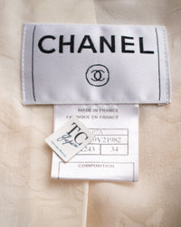CHANEL 07A Creme Ivory Gold Chain Trim Wool Tweed Jacket 34 36 シャネル クリーム アイボリー ゴールド チェーン トリム ウール ツイード ジャケット 即発