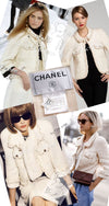 CHANEL 07A Creme Ivory Gold Chain Trim Wool Tweed Jacket 34 36 シャネル クリーム アイボリー ゴールド チェーン トリム ウール ツイード ジャケット 即発