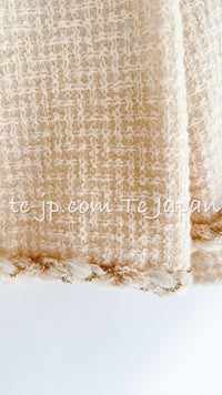 CHANEL 07A Creme Ivory Gold Chain Trim Wool Tweed Jacket 34 36 シャネル クリーム アイボリー ゴールド チェーン トリム ウール ツイード ジャケット 即発