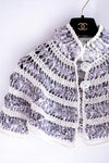 CHANEL 09S White Navy Floral Cardigan Cape Jacket 36 38 シャネル ホワイト ネイビー フローラル ボレロ カーディガン ケープ ジャケット 即発