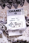 CHANEL 09S White Navy Floral Cardigan Cape Jacket 36 38 シャネル ホワイト ネイビー フローラル ボレロ カーディガン ケープ ジャケット 即発